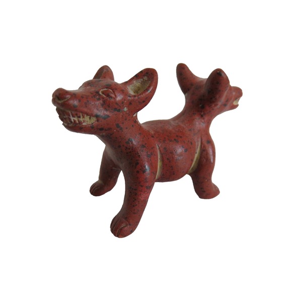 Rare Pre-Columbian Redware Colima Dog 2 Headed Figurine Replica 3.5" x 1.5" x 2" - Picture 3 of 13